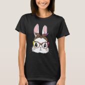 T-shirt Tie Dye Bunny Visage Leopard lunettes Headband Hap (Devant)