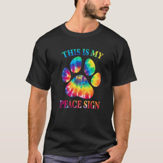 T-shirt Tie Dye C'Est Mon Peace Sign Dog Empreinte de patt