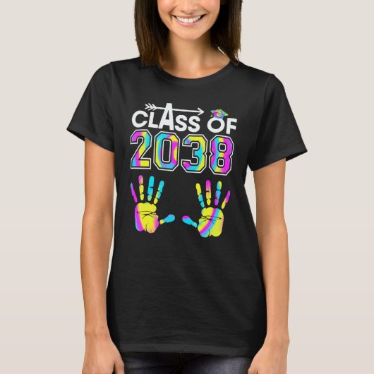 T-shirt Tie Dye Class Of 2038 Kindergarten Handprint Grow (Devant)