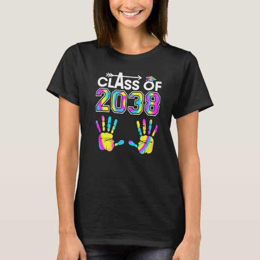 T-shirt Tie Dye Class Of 2038 Kindergarten Handprint Grow  (Devant)