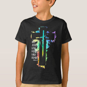 T-shirt Tie Dye Croix Michée 68 Agir avec justice Écriture