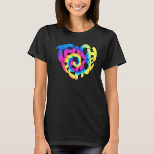 T-shirt Tie Dye Enseigner Peace Heart Inspiration Hippie E