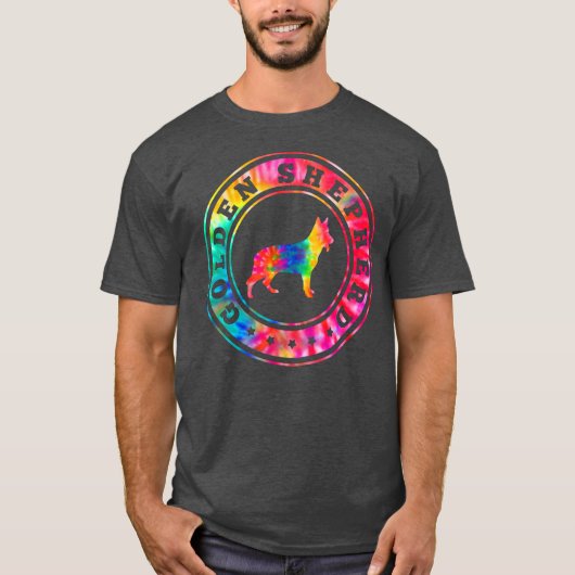 T-shirt Tie Dye Golden Berger Chien Maman Papa Pet Amant (Devant)