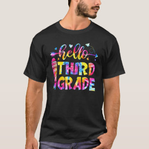 T-shirt Tie Dye Hello 3e année enseignant élève Retour à