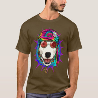 T-shirt Tie Dye Hippie Bull Terrier Hippiness Peace Love D