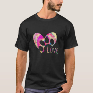 T-shirt Tie Dye Love Chien Empreinte de patte Animal Paw A