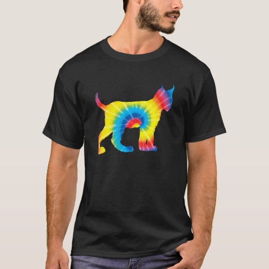 T-shirt Tie Dye Lynx Rainbow Print Wildcat Caracal Hippie (Devant)