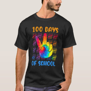 T-shirt Tie Dye Main Paix Signe 100 Jours De L'École 100èm