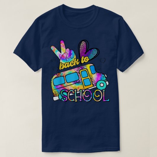 T-shirt Tie Dye Peace Love School Bus Driver Cute Back To (Design devant)