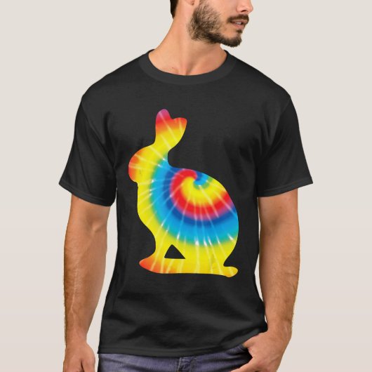 T-shirt Tie Dye Pika arc-en-ciel Print Rock Rabbit Hippie  (Devant)