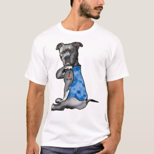 T-shirt Tie Dye PitBull - I Love Maman Pitbull Tattoo Moth