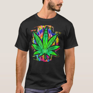 T-shirt Tie Dye Pot Leaf Potheed Fumer Weed Hippie Sto