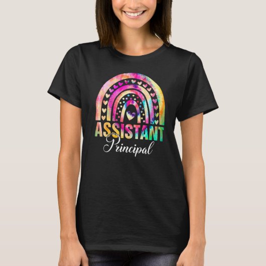 T-shirt Tie Dye Rainbow Assistant principal enseignant Ret (Devant)