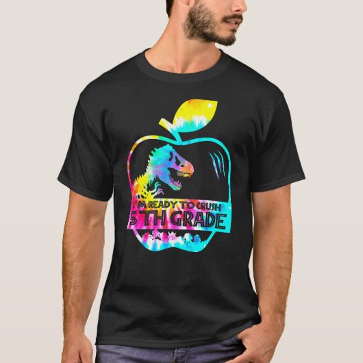 T-shirt Tie Dye Rex Retour À L'École Prêt À Écraser 5E Gra (Devant)
