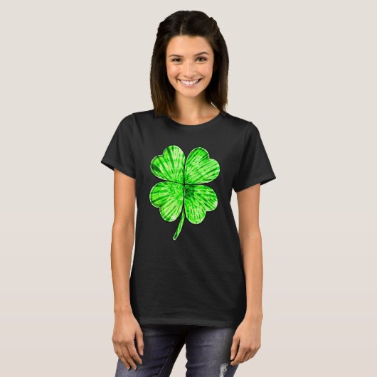 T-shirt Tie Dye Shamrock Lucky Four Leaf C St Patrick's Da (Devant entier)