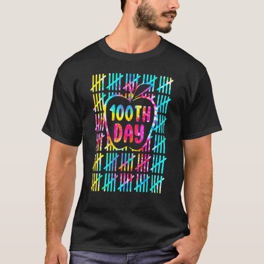 T-shirt Tie Dye Tally Marks 100th Day Of School Teacher St (Devant)