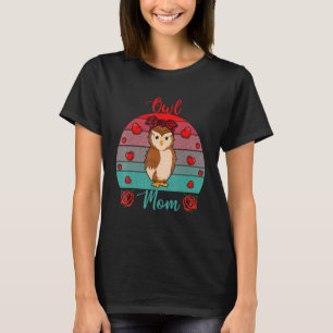 T-shirt Tie papillon floral oiseau maman hibou rétro vinta