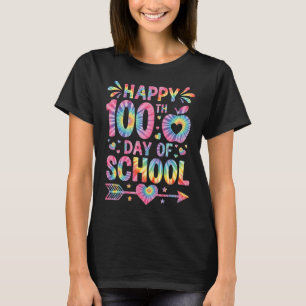 T-shirt Tiedye arc-en-ciel 100e jour d'école Joyeux 100 jo