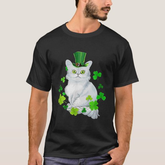 T-shirt Tiffany Chat Shamrock Bonne St Patrick's Day Chat (Devant)