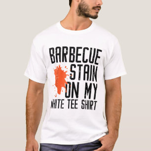 T-shirt Tige Barbecue Sur Mon Tee Blanc Drôle Barbecue Via