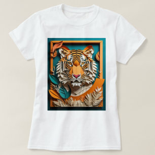 T-shirt Tiger 3D Paper Art Design