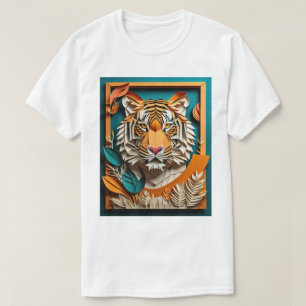 T-shirt Tiger 3D Paper Art Design