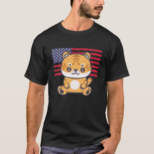T-shirt Tiger 4 juillet Patriotique USA Drapeau américain