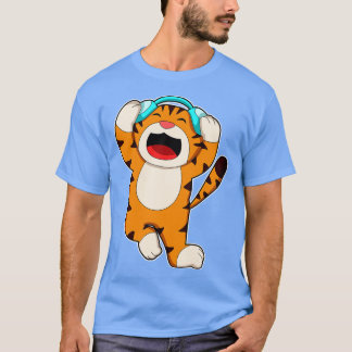 T-shirt Tiger à la musique avec casque 1