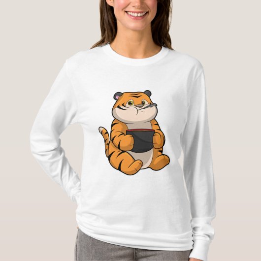 T-shirt Tiger à manger avec Bowl (Devant)