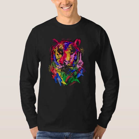 T-shirt Tiger Art Animal Lovers Colourful Premium (Devant)