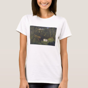 T-shirt Tiger Attacking a Horse and a Sleeping Black Man (
