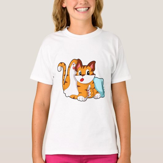 T-shirt Tiger chat avec Coussin (Devant)