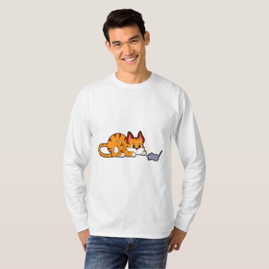T-shirt Tiger chat avec souris (Devant entier)