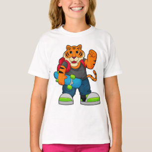 T-shirt Tiger comme patineur avec skateboard