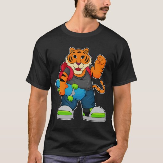 T-shirt Tiger comme patineur avec skateboard (Devant)