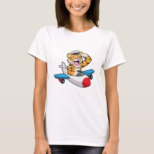 T-shirt Tiger comme pilote dans l'avion (Devant)
