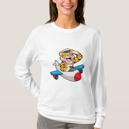T-shirt Tiger comme pilote dans l'avion (Devant)