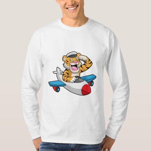 T-shirt Tiger comme pilote dans l'avion (Devant)