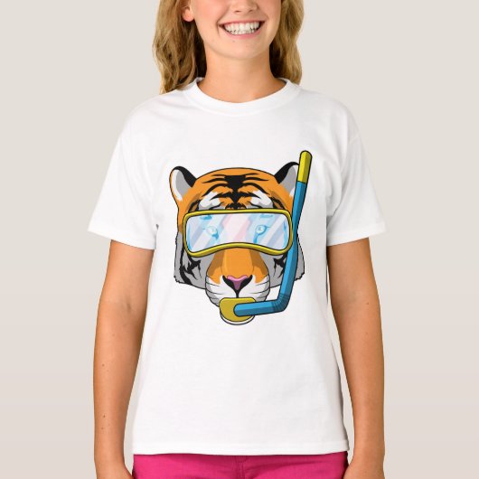 T-shirt Tiger comme plongeur avec tuba (Devant)