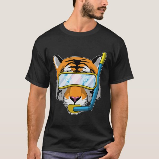 T-shirt Tiger comme plongeur avec tuba (Devant)