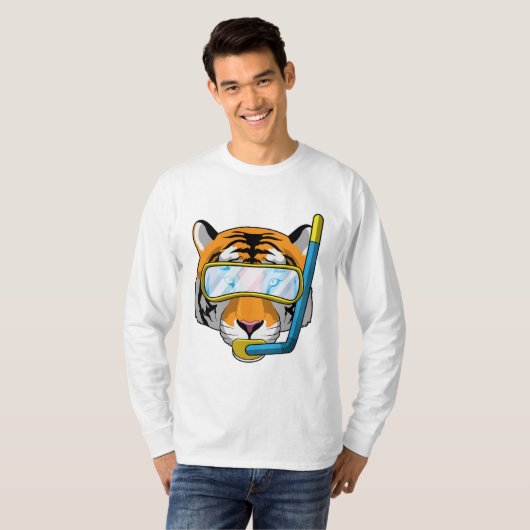 T-shirt Tiger comme plongeur avec tuba (Devant entier)