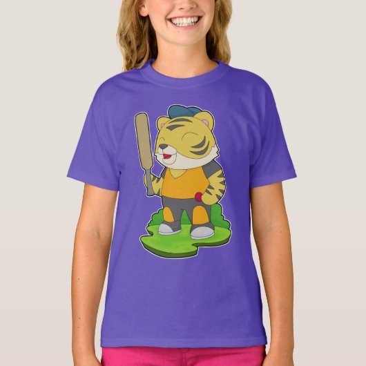 T-shirt Tiger Cricket Chauve-souris de cricket (Devant)