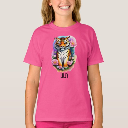 T-shirt Tiger Cub avec Fleurs (Devant)
