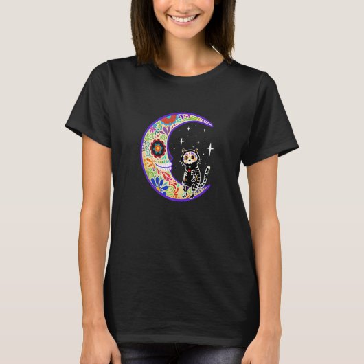 T-shirt Tiger Dia De Los Muertos Skeleton Sugar Skeleton (Devant)