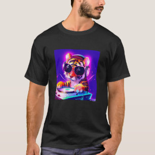 T-shirt Tiger DJ Party Club Disque Jockey Gif EDM Dance Cl