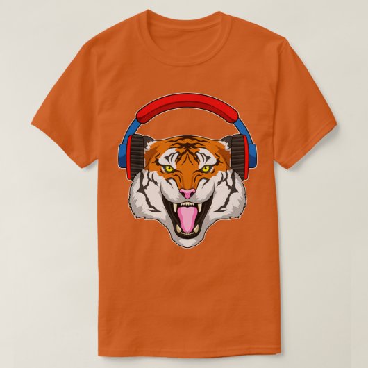 T-shirt Tiger en musique avec casque (Design devant)