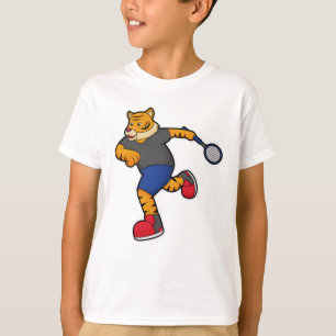 T-shirt Tiger en tant que joueur de tennis avec raquette d