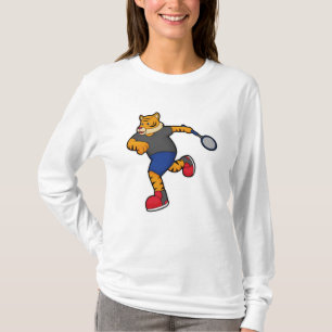 T-shirt Tiger en tant que joueur de tennis avec raquette d