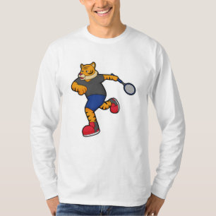 T-shirt Tiger en tant que joueur de tennis avec raquette d