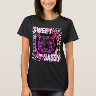 T-shirt Tiger Face 90s Nostalgie Arc-en-ciel Empreinte de